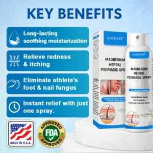 ✅Official Store:  Zakdavi™ Magnesium Herbal Psoriasis Spray – FDA Certified Relief for Psoriasis, Eczema & Skin Tags