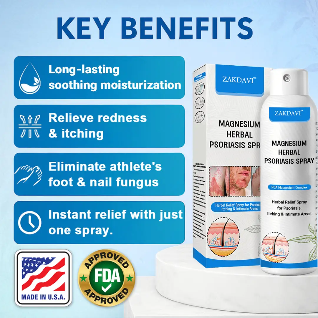 ✅Official Store: Zakdavi™ Magnesium Herbal Psoriasis Spray – FDA Certified Relief for Psoriasis, Eczema & Skin Tags