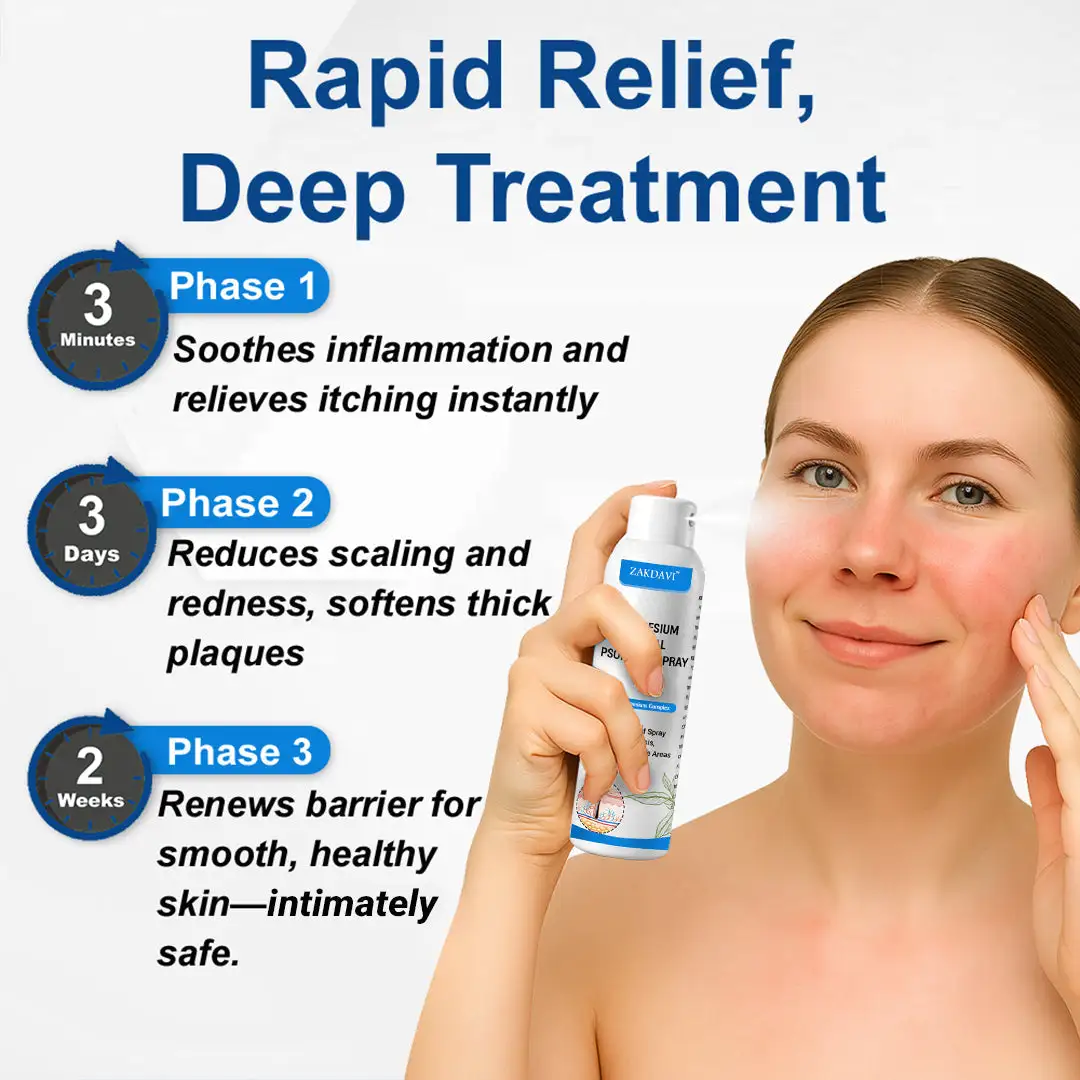 ✅Official Store: Zakdavi™ Magnesium Herbal Psoriasis Spray – FDA Certified Relief for Psoriasis, Eczema & Skin Tags